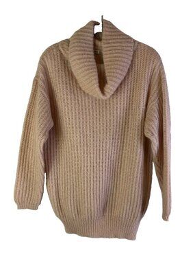 Vintage 80s Sweater Mohair Cowl Neck Oversized Clean Girl Beige